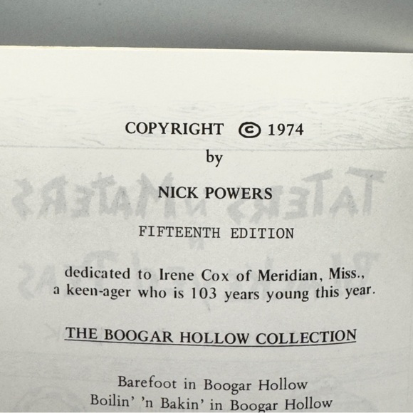 Taters 'n Maters 'n Black-eyed Peas Country Cookbook – 1974 Nick Powers Booger H - Picture 6 of 7